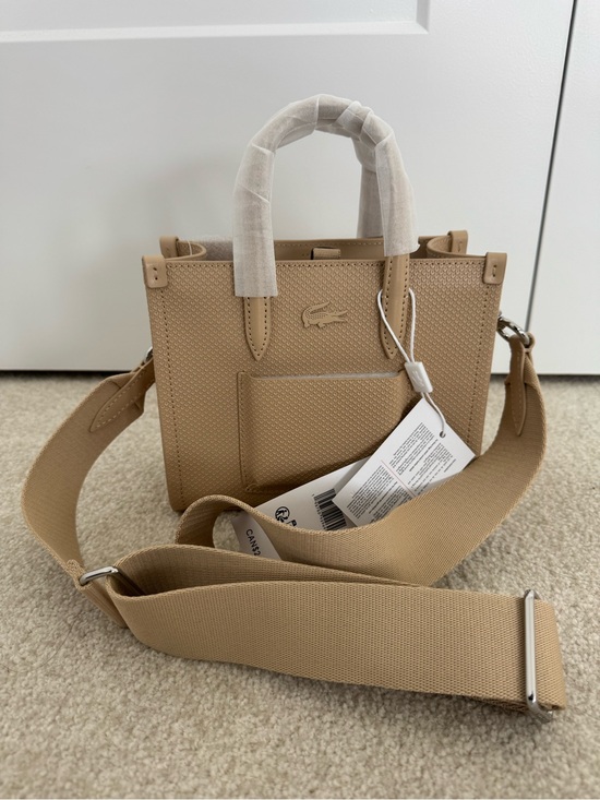 Lacoste Handbags - Lacoste Beige/Tan Mini Chantaco Leather Tote